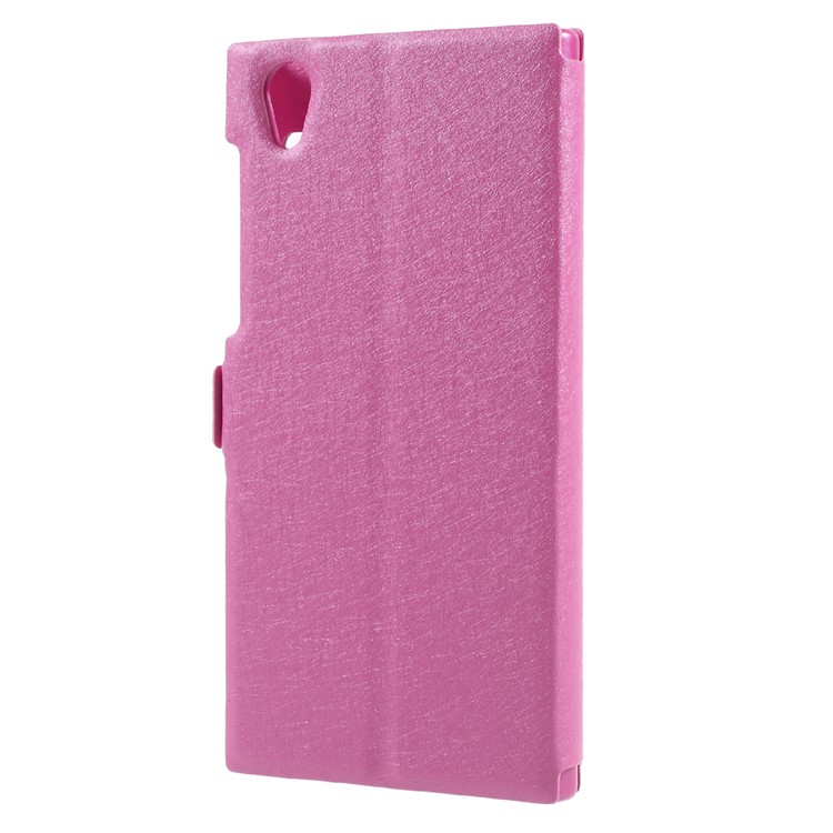 For Sony Xperia L1 Silk Texture Dual Window Stand Leather Phone Casing - Rose-2