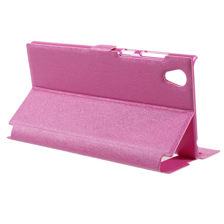 For Sony Xperia L1 Silk Texture Dual Window Stand Leather Phone Casing - Rose-4