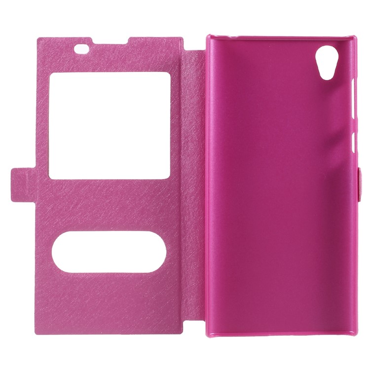 For Sony Xperia L1 Silk Texture Dual Window Stand Leather Phone Casing - Rose-5