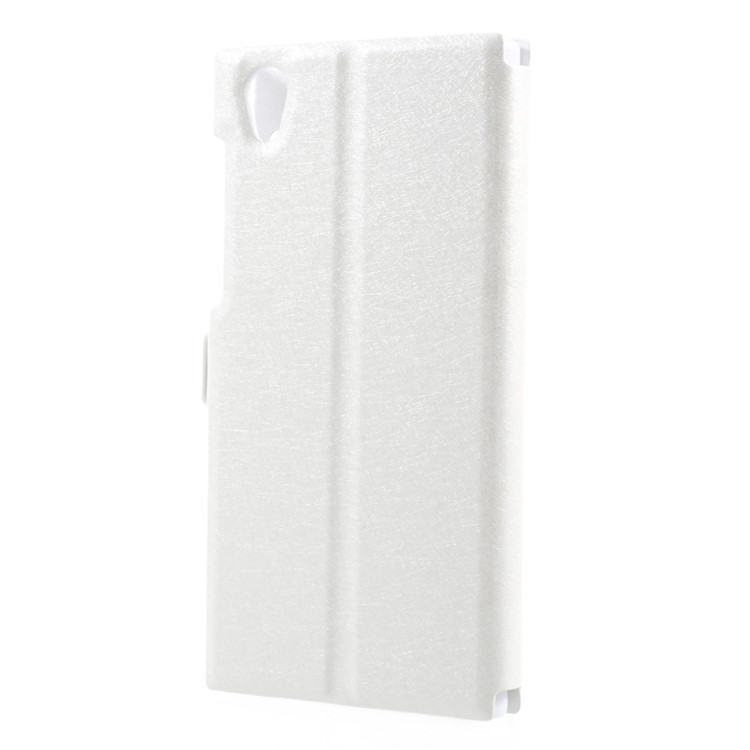 For Sony Xperia L1 Silk Texture Dual Window Stand Leather Phone Cover - White-2