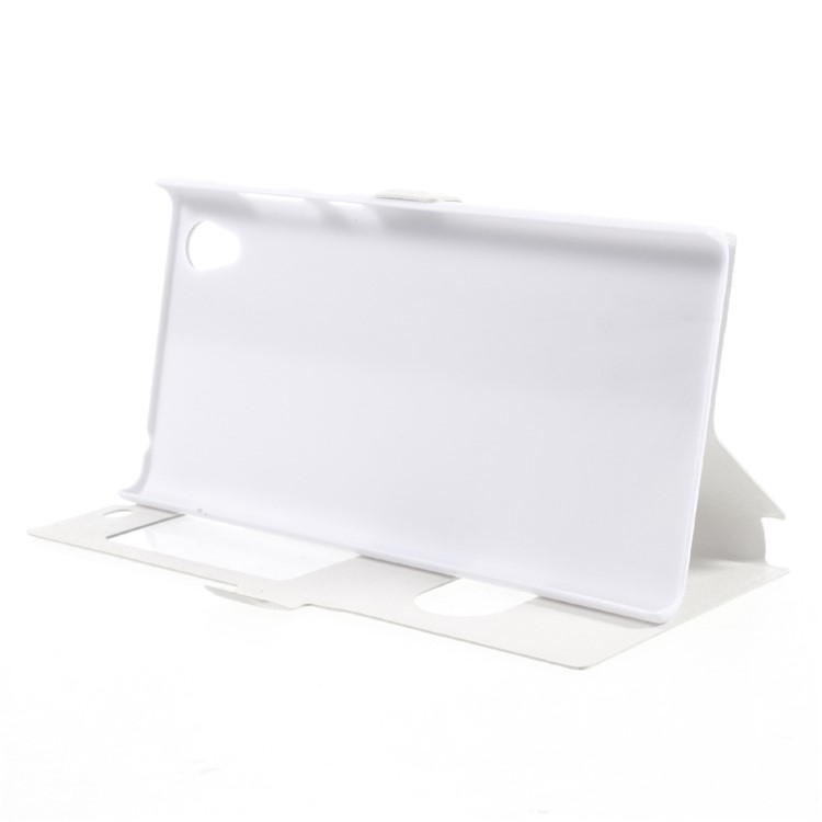For Sony Xperia L1 Silk Texture Dual Window Stand Leather Phone Cover - White-3