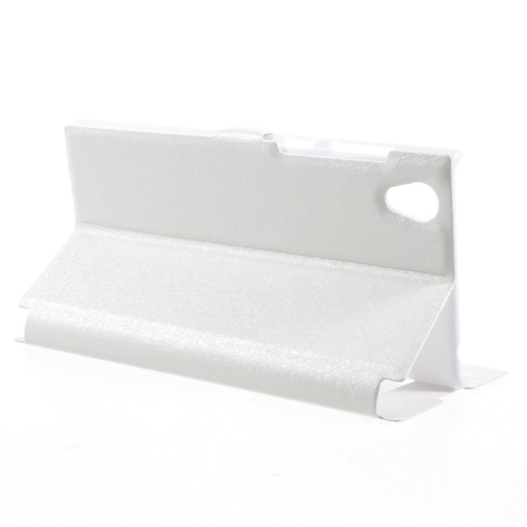 For Sony Xperia L1 Silk Texture Dual Window Stand Leather Phone Cover - White-4