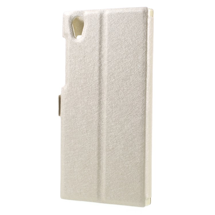 For Sony Xperia L1 Silk Texture Dual Window Stand Leather Phone Case - Gold-2
