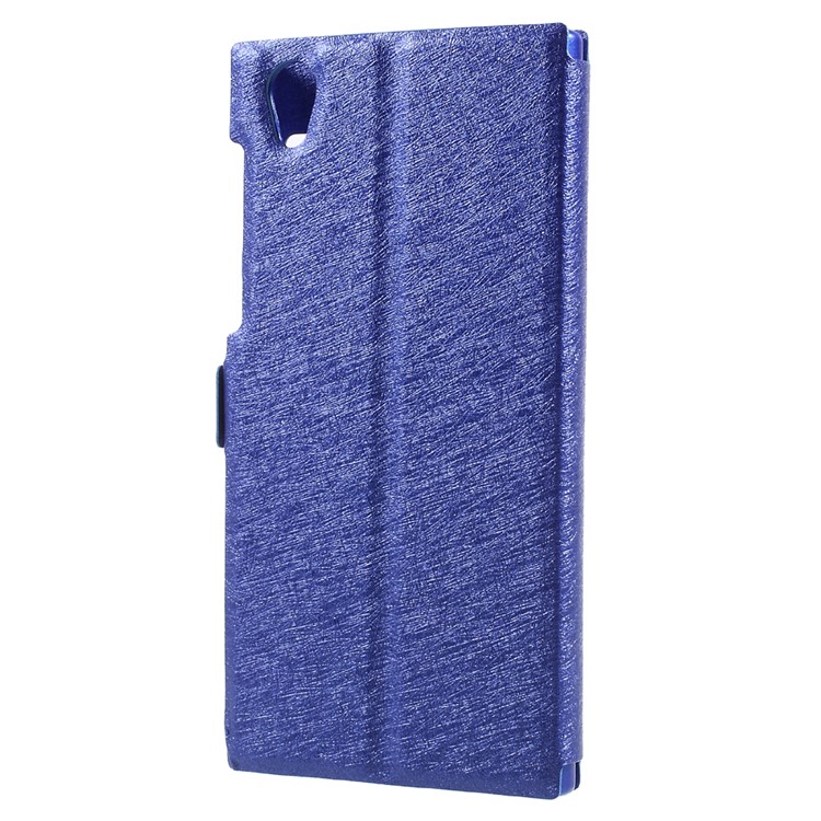 For Sony Xperia L1 Silk Texture Dual Window Stand Leather Phone Shell - Blue-2