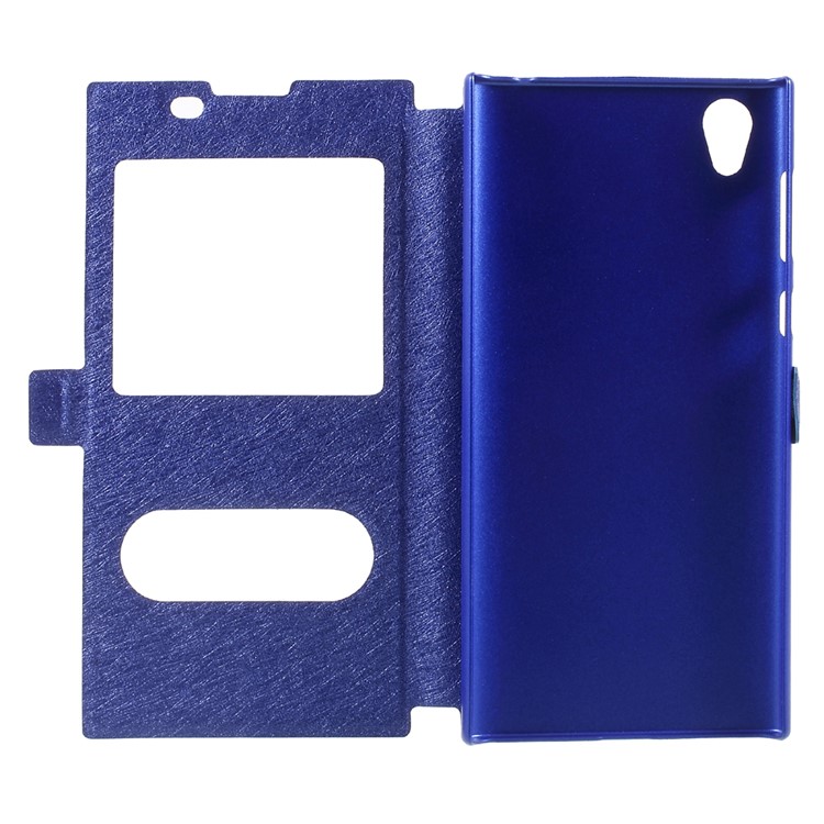 For Sony Xperia L1 Silk Texture Dual Window Stand Leather Phone Shell - Blue-5
