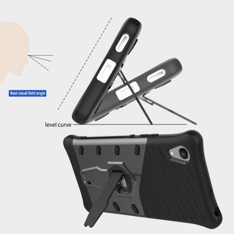 Soft TPU + Plastic Detachable Case with 360-degree Rotary Kickstand for Sony Xperia XA1 - Grey-10