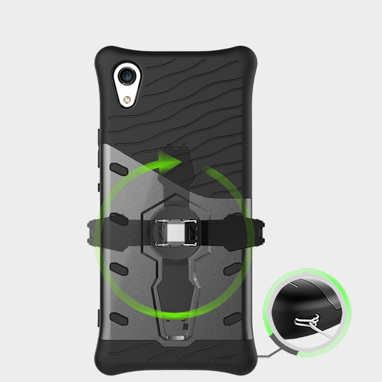 Soft TPU + Plastic Detachable Case with 360-degree Rotary Kickstand for Sony Xperia XA1 - Grey-12