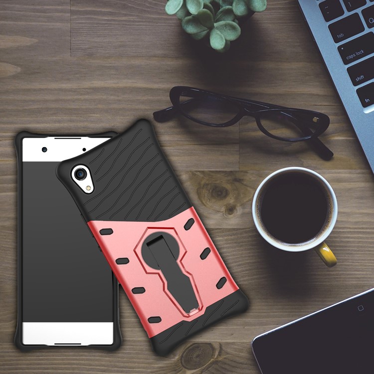 Soft TPU + Plastic Detachable Mobile Phone Case with 360-degree Rotary Kickstand for Sony Xperia XA1 - Red-1