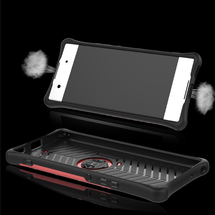 Soft TPU + Plastic Detachable Mobile Phone Case with 360-degree Rotary Kickstand for Sony Xperia XA1 - Red-10