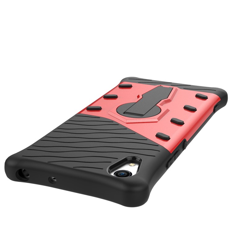 Soft TPU + Plastic Detachable Mobile Phone Case with 360-degree Rotary Kickstand for Sony Xperia XA1 - Red-5