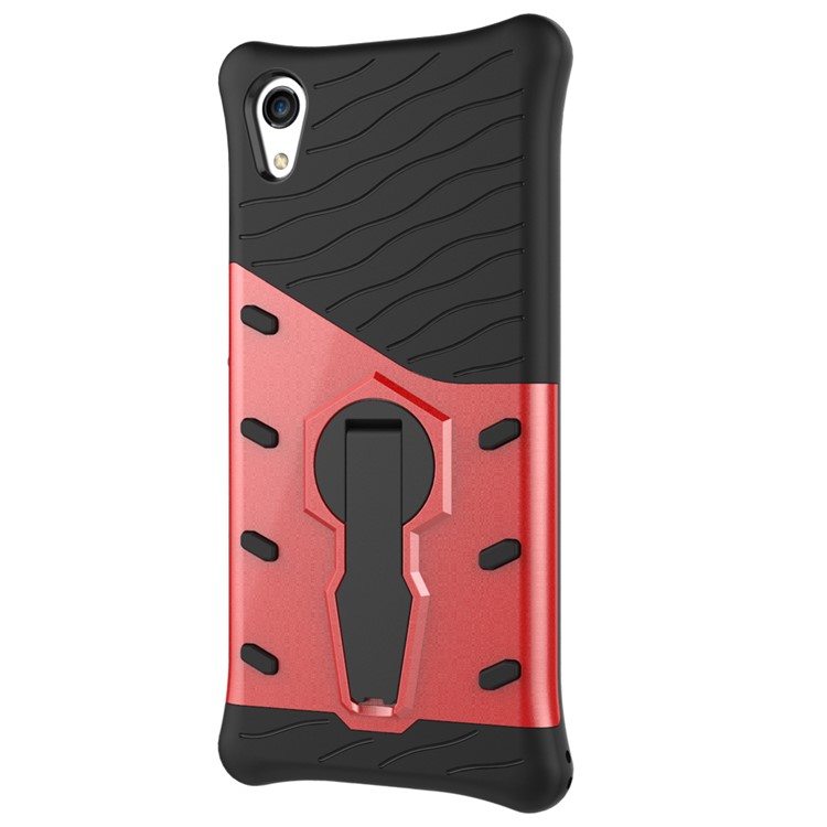 Soft TPU + Plastic Detachable Mobile Phone Case with 360-degree Rotary Kickstand for Sony Xperia XA1 - Red-7