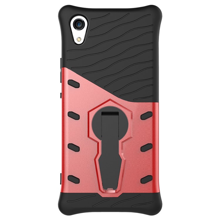 Soft TPU + Plastic Detachable Mobile Phone Case with 360-degree Rotary Kickstand for Sony Xperia XA1 - Red-9