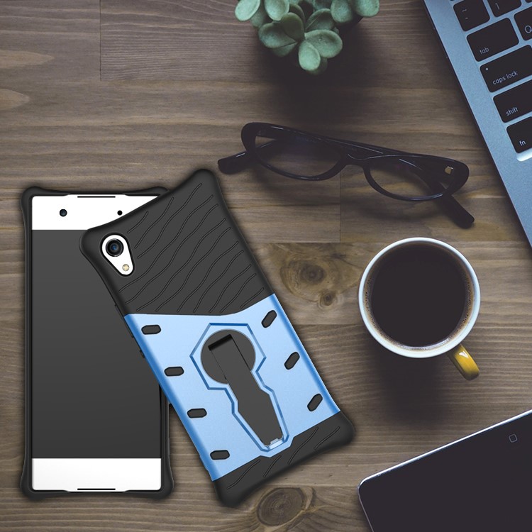 Soft TPU + Plastic Detachable Cell Phone Cover with 360-degree Rotary Kickstand for Sony Xperia XA1 - Blue-1