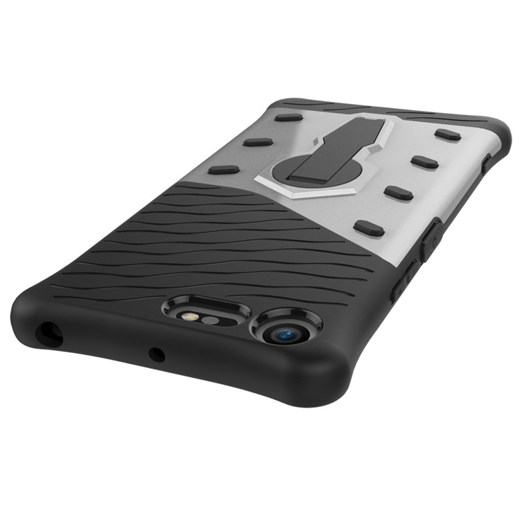 Soft TPU + Plastic Detachable Back Casing with 360-degree Rotary Kickstand for Sony Xperia XZ Premium - Silver-3
