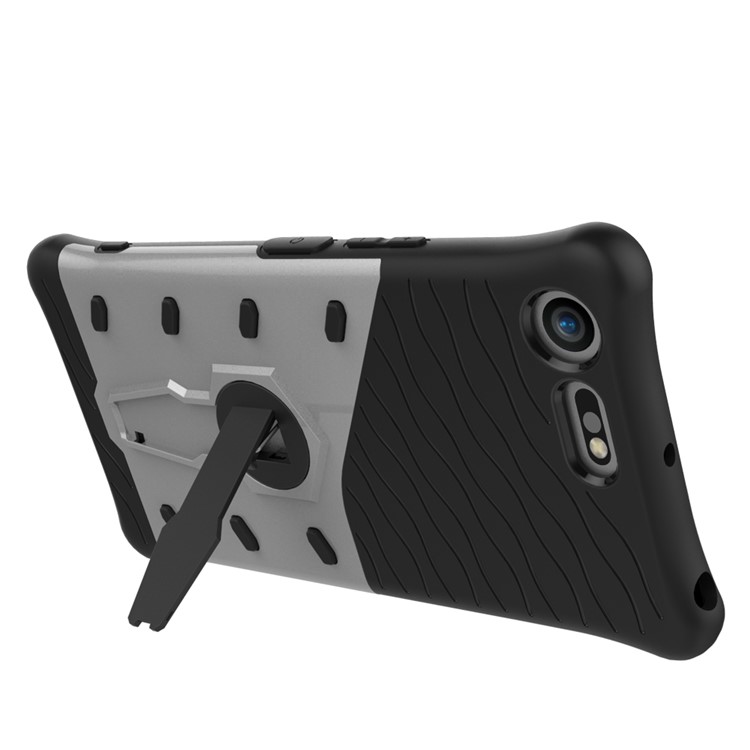 Soft TPU + Plastic Detachable Back Casing with 360-degree Rotary Kickstand for Sony Xperia XZ Premium - Silver-4