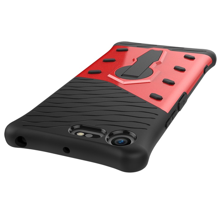 Soft TPU + Plastic Detachable Mobile Phone Case with 360-degree Rotary Kickstand for Sony Xperia XZ Premium - Red-3