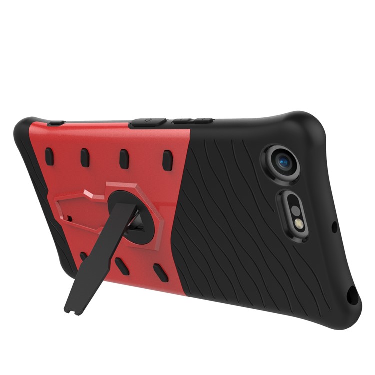 Soft TPU + Plastic Detachable Mobile Phone Case with 360-degree Rotary Kickstand for Sony Xperia XZ Premium - Red-4
