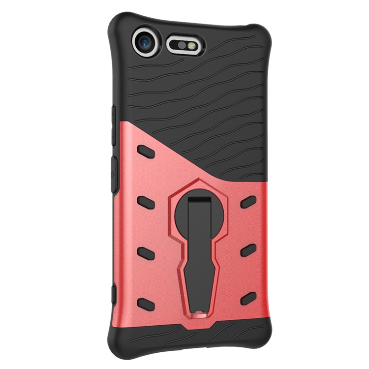 Soft TPU + Plastic Detachable Mobile Phone Case with 360-degree Rotary Kickstand for Sony Xperia XZ Premium - Red-8