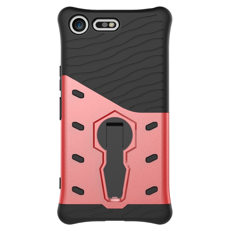 Soft TPU + Plastic Detachable Mobile Phone Case with 360-degree Rotary Kickstand for Sony Xperia XZ Premium - Red-9