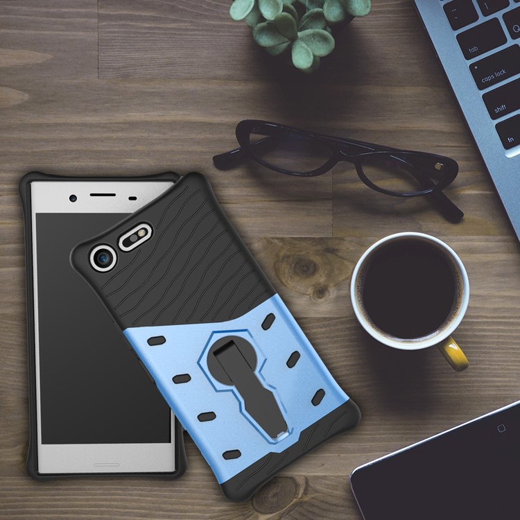 Soft TPU + Plastic Detachable Protective Phone Casing with 360-degree Rotary Kickstand for Sony Xperia XZ Premium - Blue-1