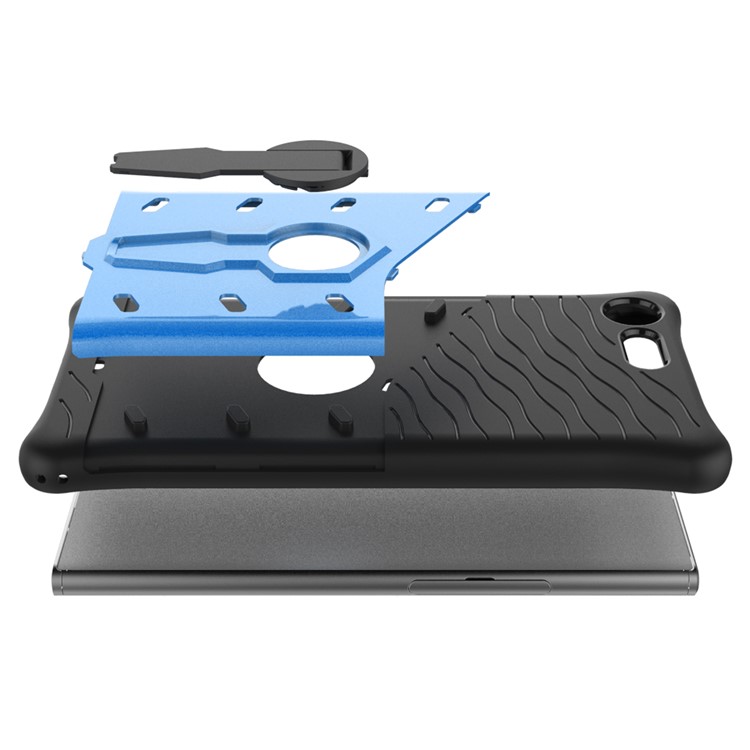Soft TPU + Plastic Detachable Protective Phone Casing with 360-degree Rotary Kickstand for Sony Xperia XZ Premium - Blue-2