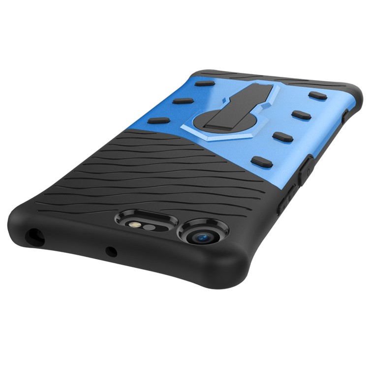 Soft TPU + Plastic Detachable Protective Phone Casing with 360-degree Rotary Kickstand for Sony Xperia XZ Premium - Blue-3