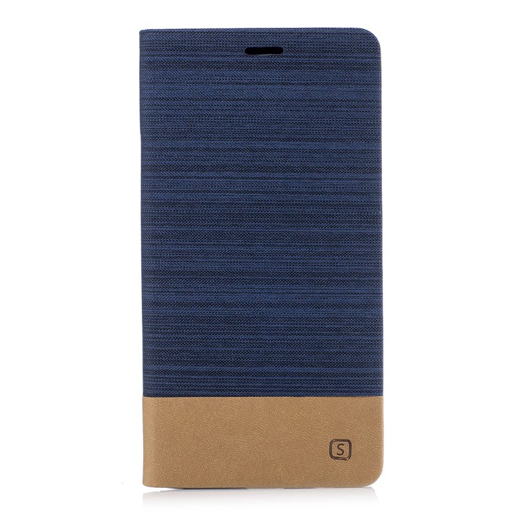 Contrast Color Bi-color Canvas Leather Phone Cover for Sony Xperia XA1 Ultra - Dark Blue-1
