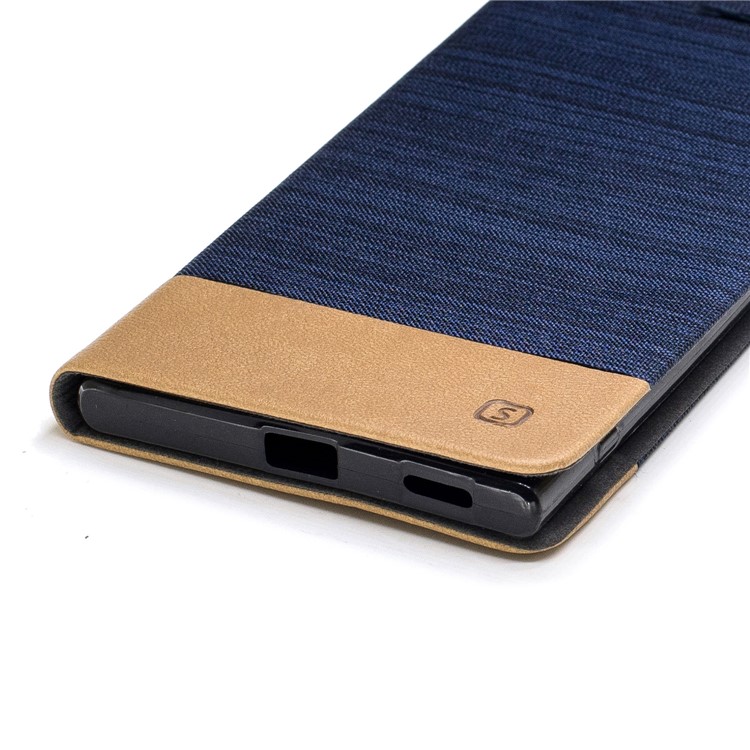 Contrast Color Bi-color Canvas Leather Phone Cover for Sony Xperia XA1 Ultra - Dark Blue-5