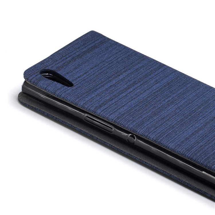 Contrast Color Bi-color Canvas Leather Phone Cover for Sony Xperia XA1 Ultra - Dark Blue-6