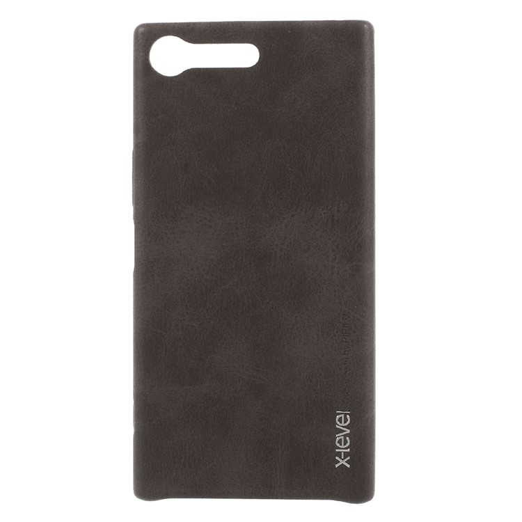 X-LEVEL Vintage Series Leather Coated PC Protection Mobile Cover for Sony Xperia XZ Premium - Coffee-1