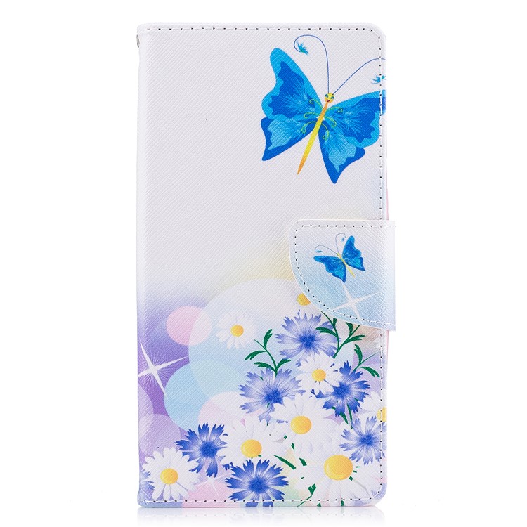 Pattern Printing Magnetic Leather Wallet Phone Casing with Stand for Sony Xperia L1 - Purple Flowers, Butterfly and daisy-2
