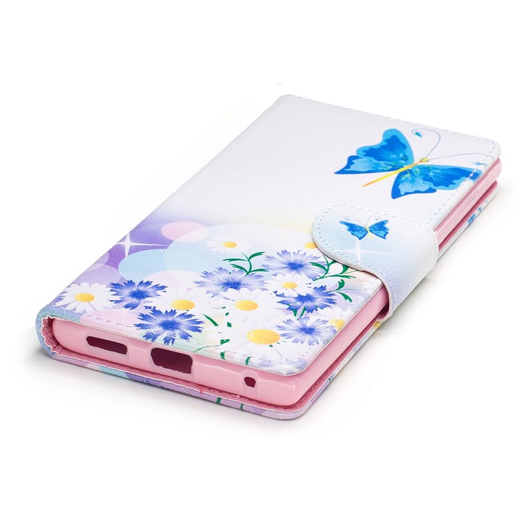 Pattern Printing Magnetic Leather Wallet Phone Casing with Stand for Sony Xperia L1 - Purple Flowers, Butterfly and daisy-6