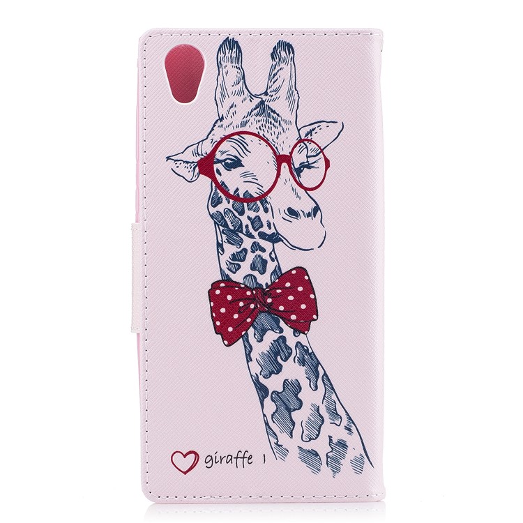 Pattern Printing Magnetic Leather Wallet Protective Phone Casing with Stand for Sony Xperia L1 - Giraffe-3