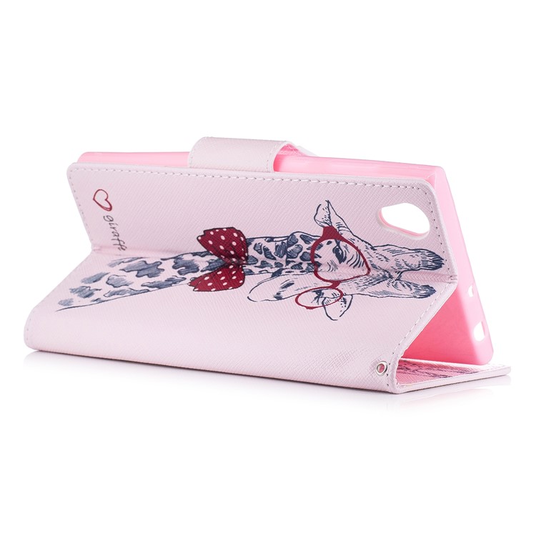 Pattern Printing Magnetic Leather Wallet Protective Phone Casing with Stand for Sony Xperia L1 - Giraffe-4