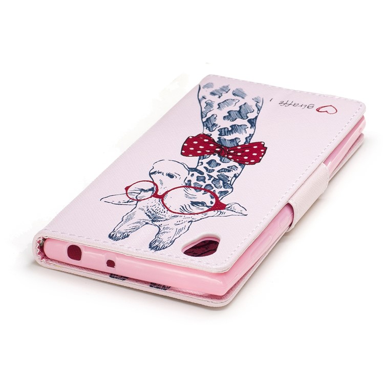 Pattern Printing Magnetic Leather Wallet Protective Phone Casing with Stand for Sony Xperia L1 - Giraffe-7