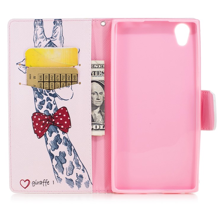 Pattern Printing Magnetic Leather Wallet Protective Phone Casing with Stand for Sony Xperia L1 - Giraffe-8