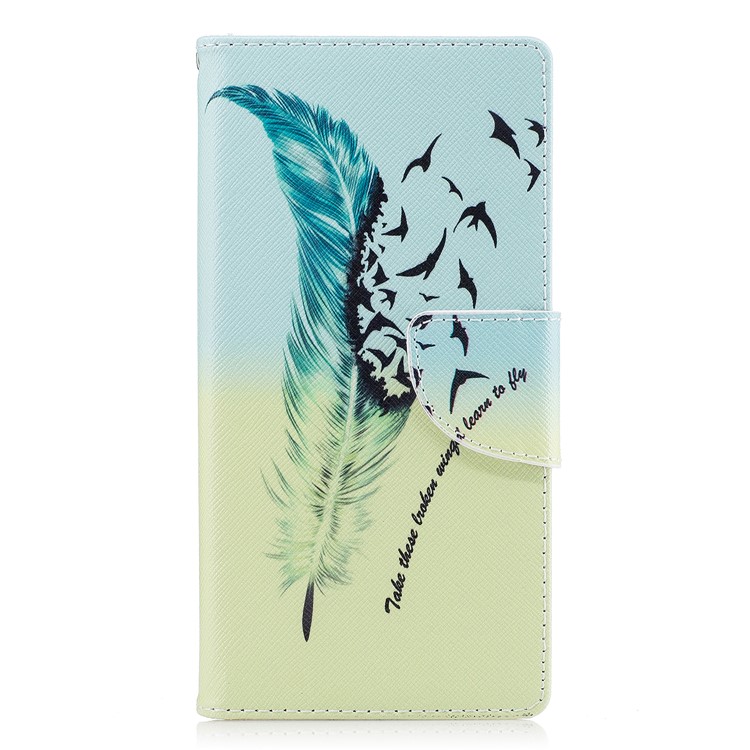 Pattern Printing Magnetic Leather Wallet Mobile Phone Casing with Stand for Sony Xperia L1 - Feather and Wild Goose-2