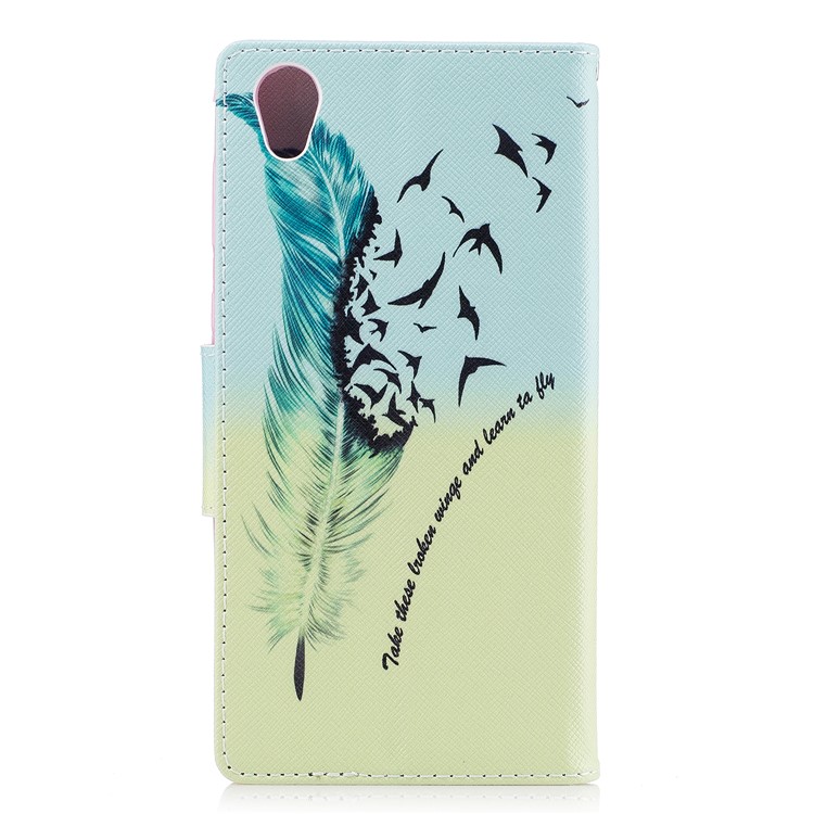 Pattern Printing Magnetic Leather Wallet Mobile Phone Casing with Stand for Sony Xperia L1 - Feather and Wild Goose-3