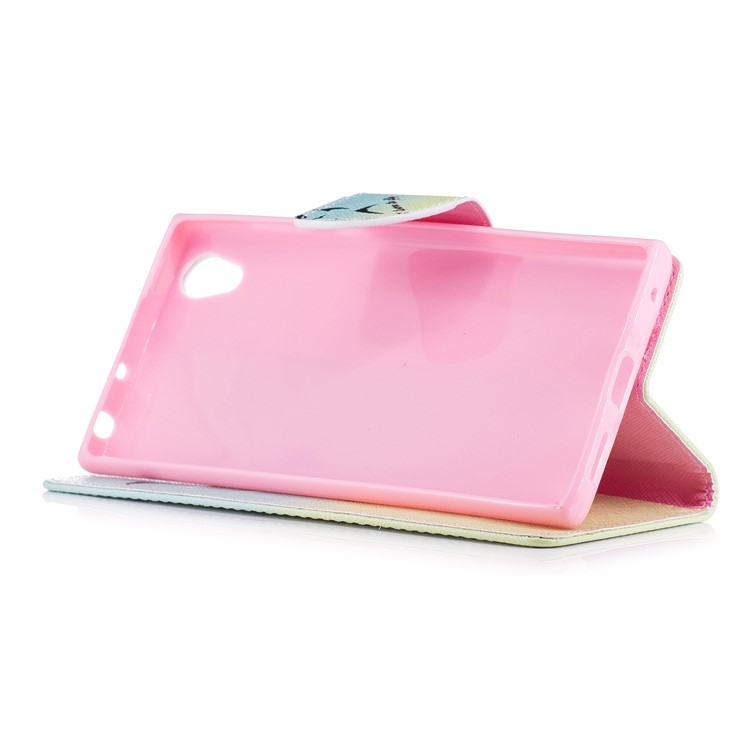 Pattern Printing Magnetic Leather Wallet Mobile Phone Casing with Stand for Sony Xperia L1 - Feather and Wild Goose-5