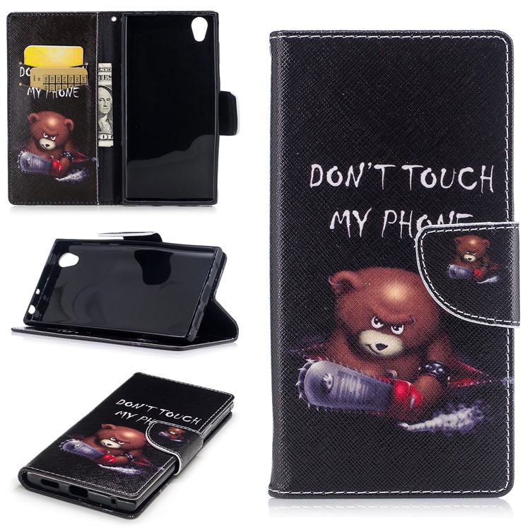 Pattern Printing PU Leather Wallet Phone Shell with Stand for Sony Xperia L1 - Bear-1