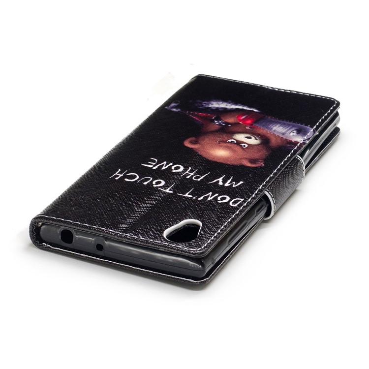 Pattern Printing PU Leather Wallet Phone Shell with Stand for Sony Xperia L1 - Bear-7