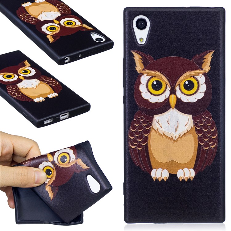 Embossed Pattern Matte TPU Soft Protection Cell Phone Cover for Sony Xperia XA1 - Owl-1