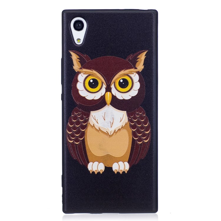 Embossed Pattern Matte TPU Soft Protection Cell Phone Cover for Sony Xperia XA1 - Owl-2