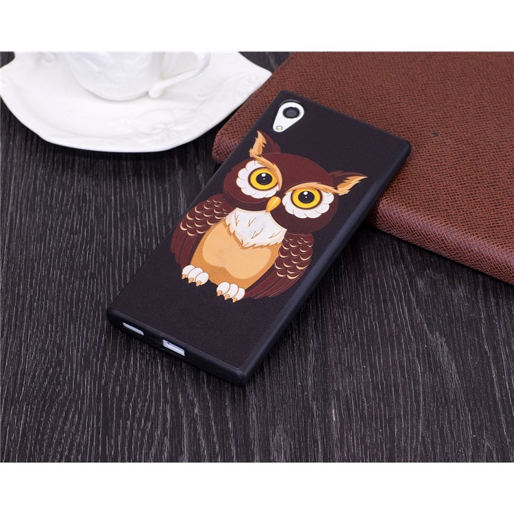 Embossed Pattern Matte TPU Soft Protection Cell Phone Cover for Sony Xperia XA1 - Owl-8