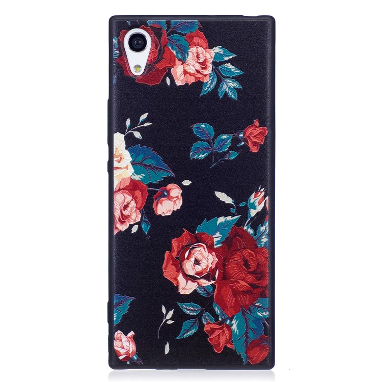 Embossment Pattern Matte TPU Mobile Casing for Sony Xperia XA1 - Roses-2