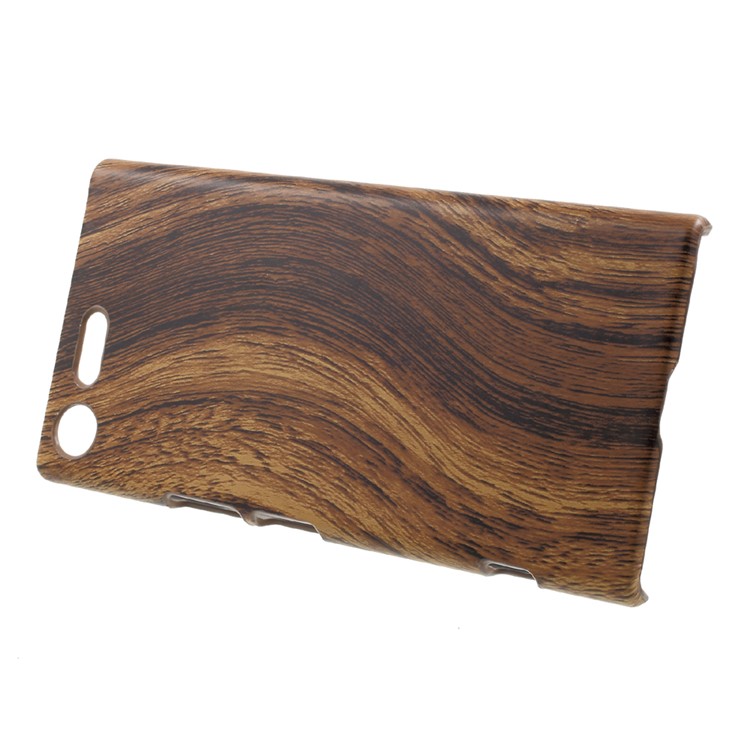 For Sony Xperia XZ Premium Wood Texture Leather Coated PC Hard Case-2