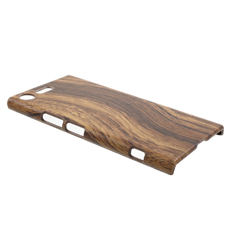 For Sony Xperia XZ Premium Wood Texture Leather Coated PC Hard Case-3