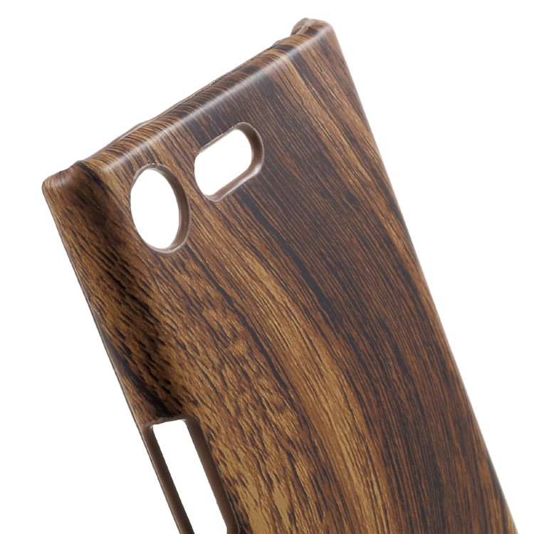 For Sony Xperia XZ Premium Wood Texture Leather Coated PC Hard Case-4