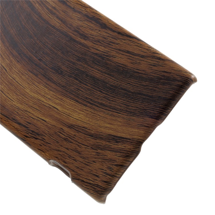 PU Leather Coated Hard PC Back Case Accessory for Sony Xperia XA1 - Brown Wood Pattern-4