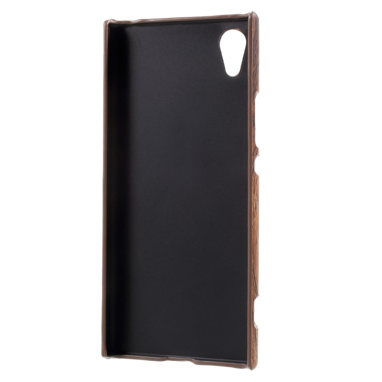 PU Leather Coated Hard PC Back Case Accessory for Sony Xperia XA1 - Brown Wood Pattern-6